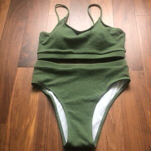Olive green high waisted bikini